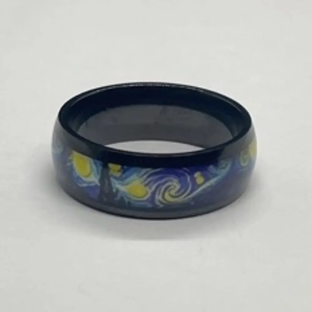 Unisex Starry Night Stainless Steel Band Ring Size 11